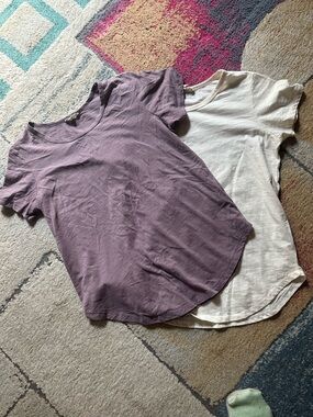 Urban Diction t shirts cream & plum purple medium